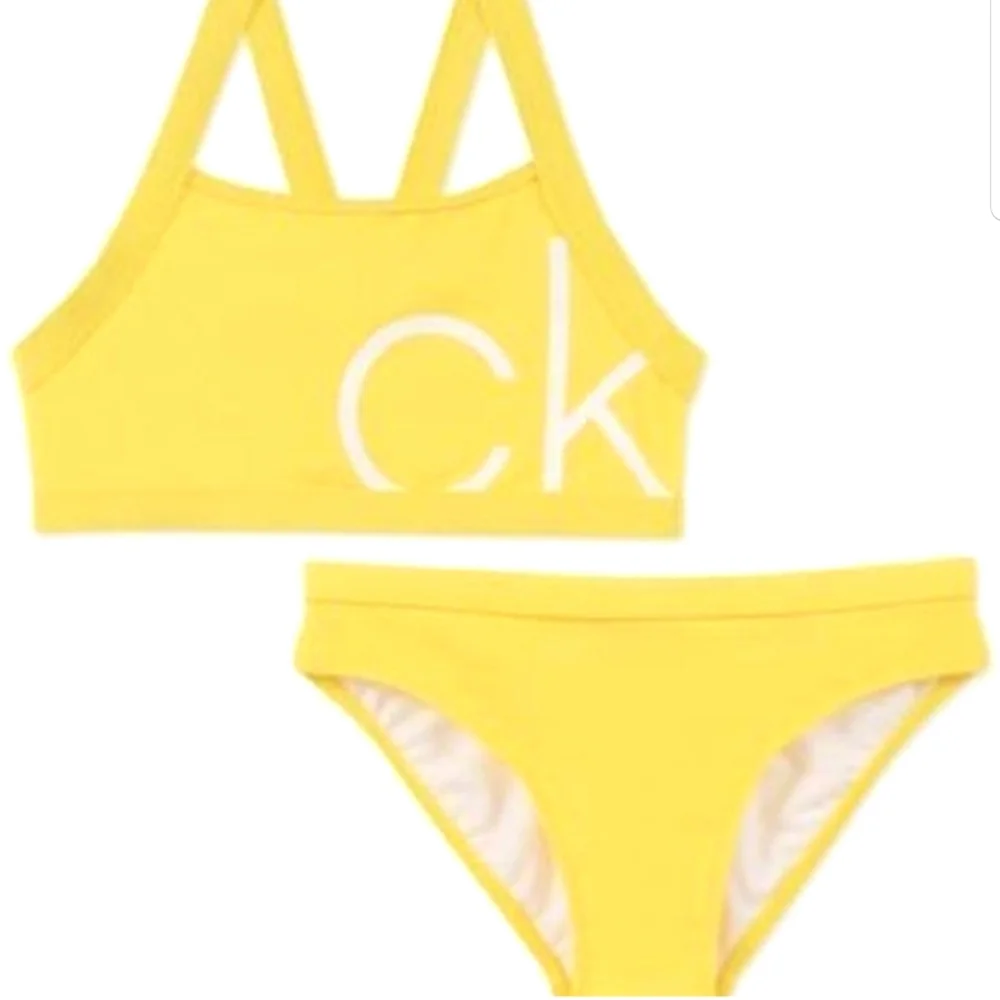 Calvin Klein Girls Swimsuit 2 Piece Bikini Yellow Size 8 - 10